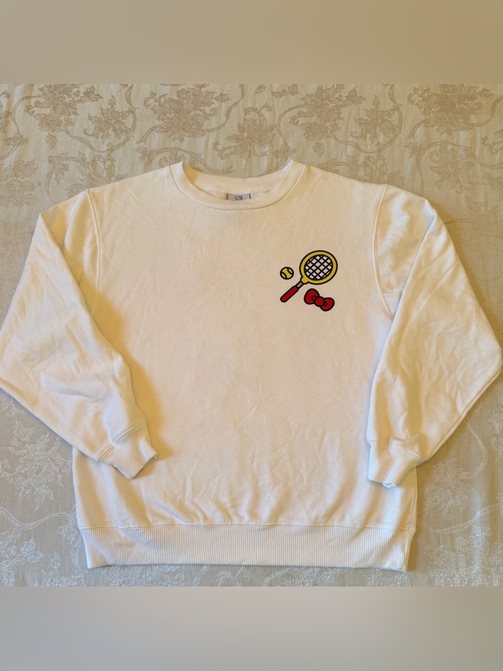 Sanrio Hello Kitty Women’s Tennis Graphic Crewneck Sweatshirt White Size L
